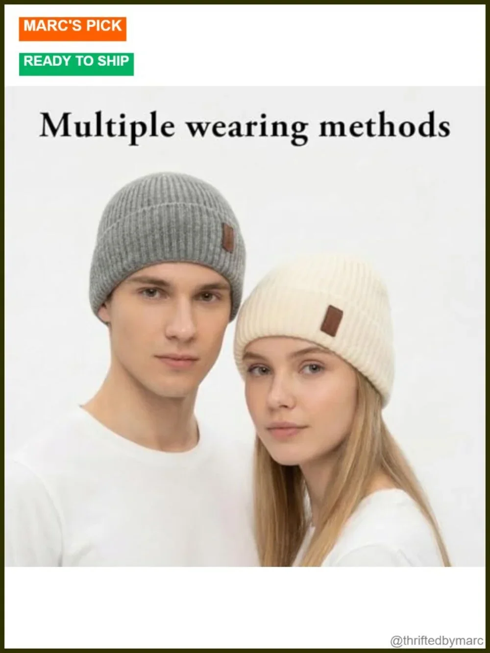 Slouchy Ribbed Beanie - Lightweight & Breathable Skull Cap, One Size